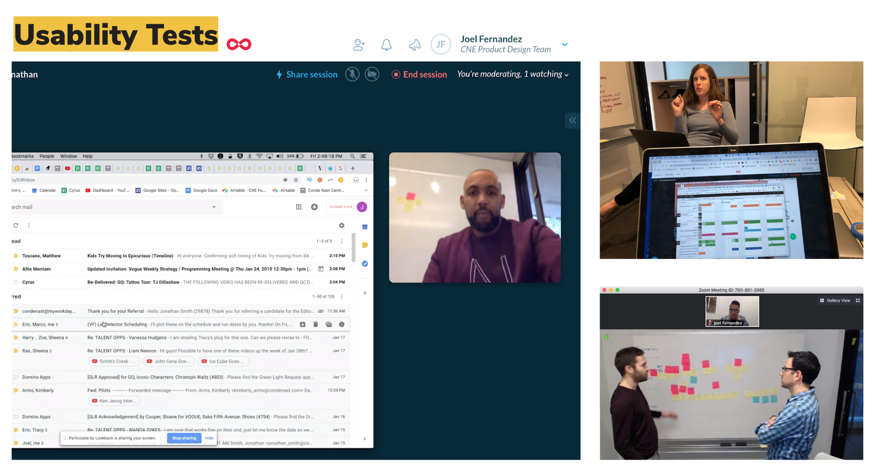 Backstage remote usability testing sessions with CNE production staff